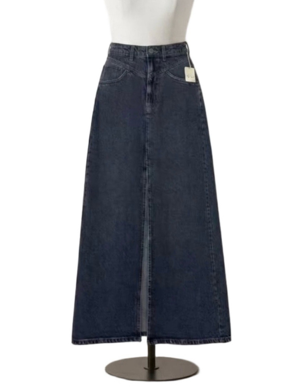 We The Free Free People The Rambler Denim Maxi Skirt High Slit Dark Blue Size 2